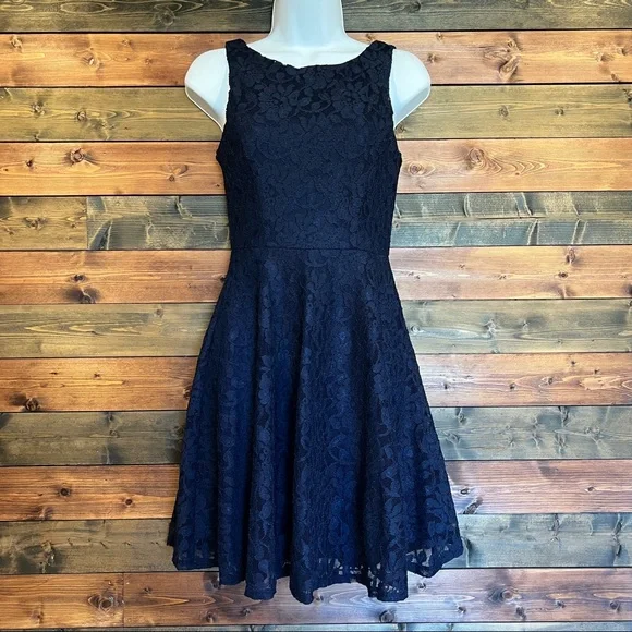 Speechless | Dresses | Juniors Lace Fit Flare Dress Navy Speechless |  Poshmark